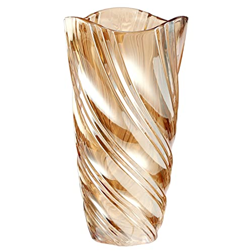 CEMABT 24 cm Blumenvase 3.4 lbs Thickened Vase für Tulpen- Geschenke für Mama zum Geburtstag,Geschenkideen Mutter Glasvase für Blumen Klarglasvase Dekorativ für Hochzeiten(Twill-Bernstein) von CEMABT