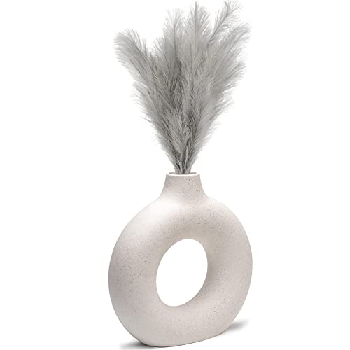 CEMABT Vasen für Pampasgras, handgemachte Vase, getrocknete Blumen, Keramik, Weiß, Handwerkliche Ornamente für die Dekoration des Bürohauses, Vasenset (L, Beige) von CEMABT