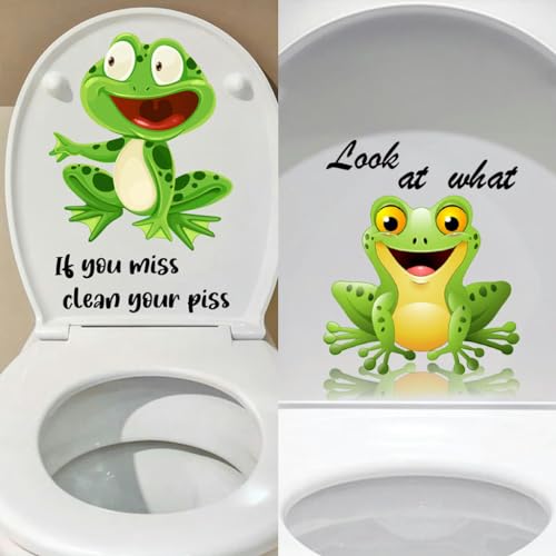 5 Stücke 28 * 19 cm Frosch Brief Schau Mich Selbstklebende Toilettendeckel Aufkleber Lustige Toilettensitz Aufkleber Für Deckel Tür Wand Auto Aufkleber von CEMELI