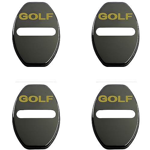 CEMELI 4 Stück Auto TüRschloss Abdeckung Edelstahl für Golf 4 5 6 7 8 mk4 mk5 mk6 mk7 mk8 Innenraum Schutz ZubehöR,A-Black von CEMELI
