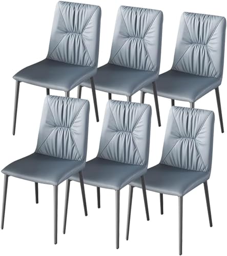 CEMELI Küchenstühle aus Leder, Esszimmerstühle, 6 Stück, Küchen-Seitenstuhl mit Beinen aus Karbonstahl für Zuhause, gewerbliche Restaurants (Farbe: Grau) von CEMELI