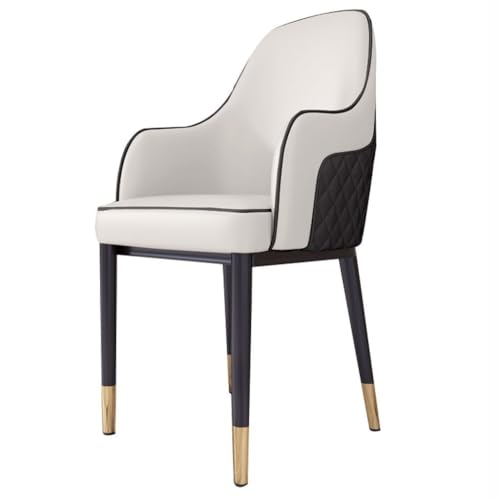 CEMELI Moderne Küchen-Esszimmerstühle aus PU-Leder, Wohnzimmer, Akzent-Sessel mit Metallbeinen aus Karbonstahl (Farbe: Beige, Schwarz) von CEMELI