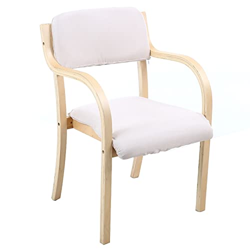 CEMELI Sessel aus Massivholz, bequemer Sessel aus Baumwolle und Leinen, einfacher abnehmbarer Haushalts-Esszimmerstuhl/Tischstuhl (Farbe: G) von CEMELI