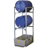 Fassregal für CEMO Gefahrstoffe, GFK-Auffangwanne, für 1 Fass à 60 l, 1 Gitterrost von CEMO