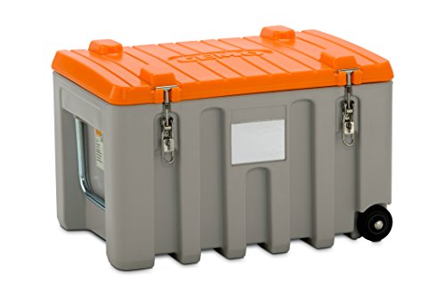 Certeo Universalbox aus Polyethylen, Inhalt 150 l, Trolley, grau/orange. von Certeo