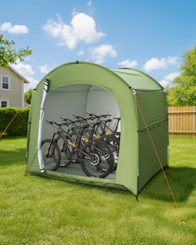 CEMOFE Fahrradzelt Fahrradgarage Wetterfest Fahrrad Zeltgarage für 3-4 Fahrräder Tragbare 210D Oxford UV-Schutz 4000MM Wasserdicht Gerätezelt für Fahrräder mit Reißverschluss 220x150x185CM von CEMOFE