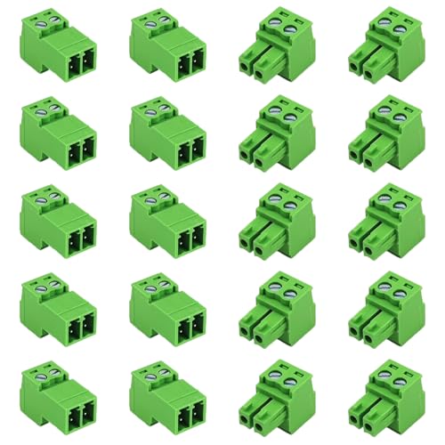 10Sets 3.81mm/0.15in 2 Pins Lötfreie Verbindung Steckbare Klemmen,28-16AWG PCB-Montage Schraubklemme(2Pin （10Sets）) von CEMYDEYO