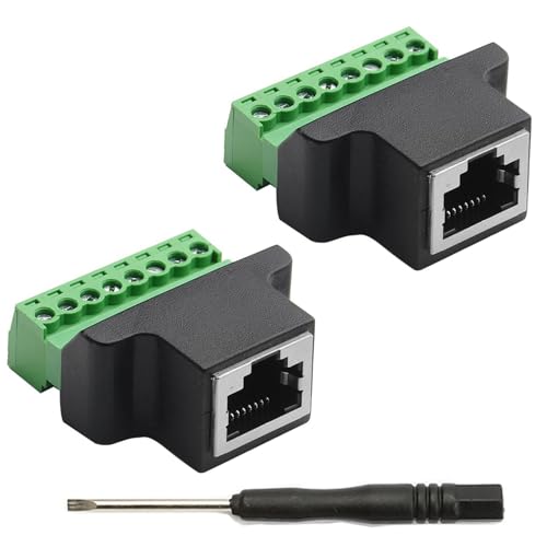2 Stück RJ45 Weibliches Buchse auf 8 Pins Schraubklemmenblock Adapter 8 Pin Ethernet Verbindungsstück für Cat7 Cat6 Cat5 CCTV/DVR Digital Internet RJ45 Verbindungsstück.(2 Stück BUCHSE) von CEMYDEYO