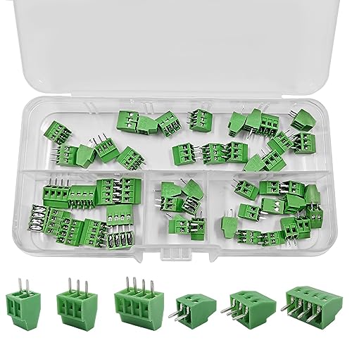 CEMYDEYO PCB Schraubklemmen,50 Stück 2.54mm 0.1" Pitch PCB Mount Screw Terminal Block,2 Pin,3 Pin,4 Pin Steckverbinder,für 26-18AWG Kabel von CEMYDEYO