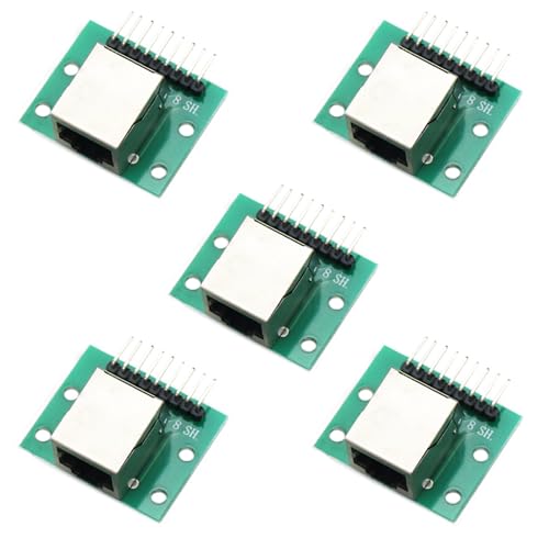 CEMYDEYO 5 Stück RJ45 Stecker Breakout Board 8 Pin Netzwerkanschluss auf Schraubklemmen Adapter Testplatine mit PCB-Platine (Horizontale Buchse) von CEMYDEYO