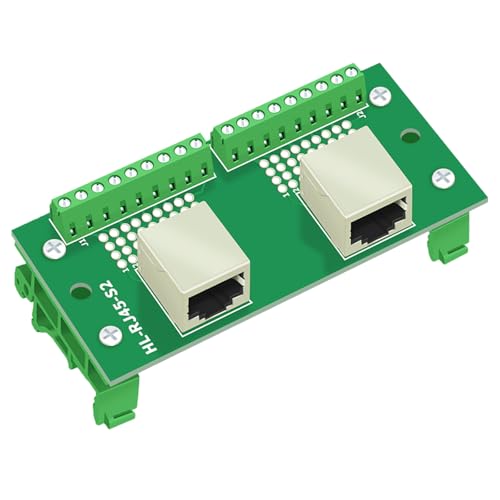 RJ45 8P8C DIN Schienenmontage Ethernet Dual Weiblich Terminal Steckverbinder Verteiler Breakout Board,Horizontale Buchsen Adapter(Horizontale) von CEMYDEYO