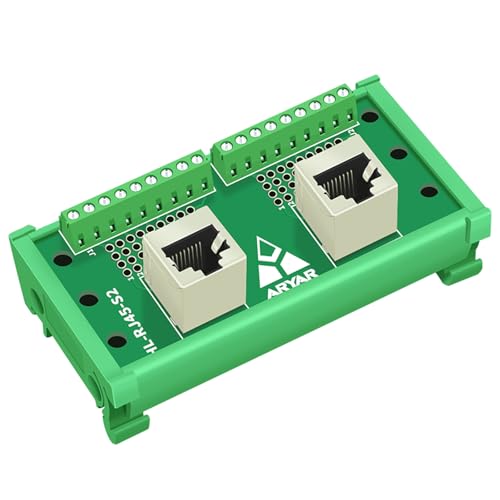 RJ45 8P8C DIN Schienenmontage Ethernet Dual Weiblich Terminal Steckverbinder Verteiler Breakout Board,Vertikal Buchsen Adapter (Vertikal) von CEMYDEYO