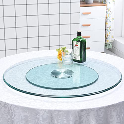 CENAP Lazy Susan Hochleistungs-Drehteller aus gehärtetem Glas, runder Esstisch, drehbar, große Tisch-Servierplatte, transparentes drehbares Tablett mit geräuschlosen Lager-Mittelstücken (Größe: 80 von CENAP