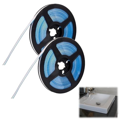 2 Stück Badewannen-Dichtungsstreifen Badezimmer-Dichtungsband Selbstklebende Badezimmerstreifen Weißer Randstreifen Selbstklebend Wasserdichtes Selbstklebendes Dichtungsband (8 mm x 5 m) von CENCERY