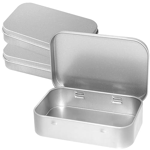 CENCERY 3 Stück Silber Metall Dose Kleine Metallbox Dosen mit Deckel Rechteckige leere Dosen Mini Metallbox Kleine Aufbewahrungsbox für DIY Home Storage, 95 * 60 * 20mm von CENCERY