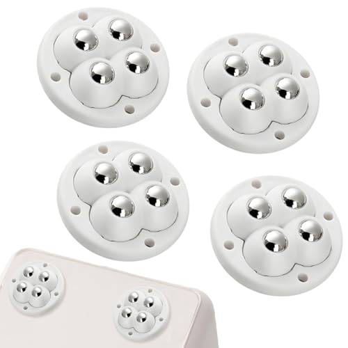 Selbstklebende Leichtlastrollen, 4er-Set – 360° drehbare Mini-Kugelrollen, Gesamttragkraft 30 kg, für Stühle/Kleinmöbel (weiß) von CENCERY