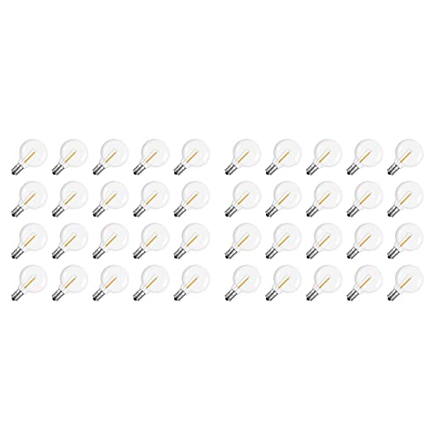 CENMEN 40 Stück G40 LED--Leuchtmittel, E12-Schraubsockel, bruchsichere LED-Globus-Leuchtmittel für Solar-Lichterkette, warm von CENMEN