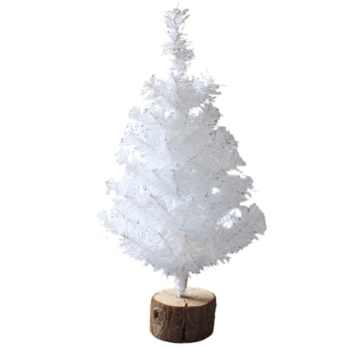 CENMEN Mini-Weihnachtsbaum für Den Tisch, Weiße Weihnachtsbäume, Kleiner Weihnachtsbaum mit Holzsockel für Den Schreibtisch, Heim-Weihnachtsdekoration, 40 cm, Langlebig von CENMEN