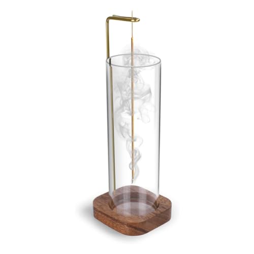 CENMEN Räucherstäbchenhalter, Räucherstäbchenhalter mit Abnehmbarem Aschenfänger Aus Glas, Sauberer Räuchergefäßhalter von CENMEN