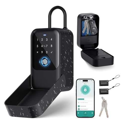 CENMEN Smart Key Lock Box, Bluetooth Lock Box mit Fingerabdruck & Passcode & Zugangskarte & Manueller Schlüssel & APP-Steuerung, Fingerabdruck von CENMEN