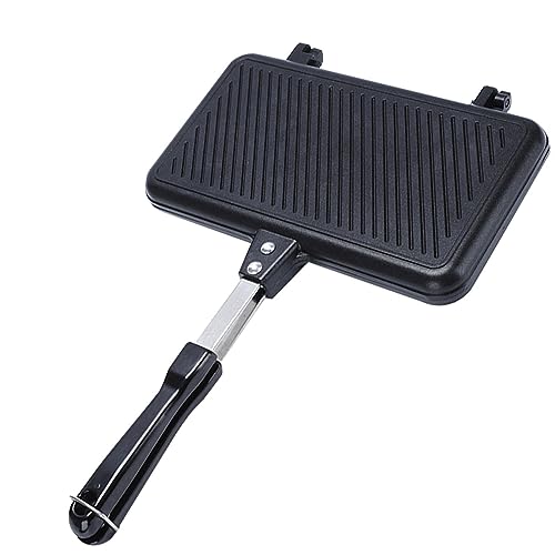 CENMOO Herd-Sandwich-Grillpfanne, doppelseitiger Toasst-Sandwich-Maker, antihaftbeschichtete Sandwich-Pfanne mit hitzebeständigem Griff, Frühstücks-Toaster-Pfanne für Camping zu Hause im Freien von CENMOO