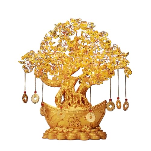 Citrin-Geldbaum, Glücks-Feng-Shui-Citrin-Bonsai, dekorativer Geldbaum, traditioneller chinesischer Kristall-Münzbaum, glänzender Feng-Shui-Kristallbaum für Neujahr, Zuhause, Schreibtisch, Geschäft, Re von CENMOO