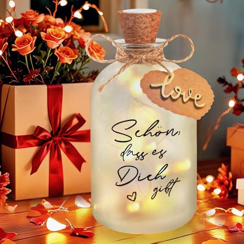 CENOVE LED Flaschenlicht mit Spruch Schön dass es Dich gibt, LED Dekoflaschen mit Korken, Personalisiert Geschenk für Geburtstag Hochzeit Weihnachten CENOVE LED Flaschenlicht mit Spruch Schön dass es Dich gibt, LED Dekoflaschen mit Korken, Personalisiert Geschenk für Geburtstag Hochzeit Weihnachten von CENOVE