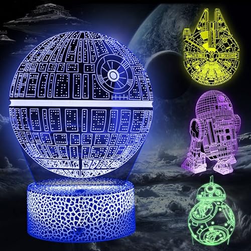 CENOVE Star Wars 3D Lampe Geschenke, LED Illusion Nachtlicht mit 16 Farbwechsel und 4 Mustern, Geburtstag Deko Licht Weihnachts Geschenke für Kinder Jungen Herren Fans von CENOVE