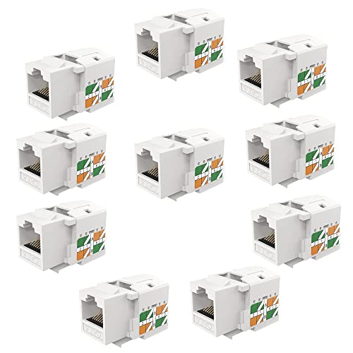CENPEK 10er-Pack Cat6 RJ45 Keytone-Buchse (Cat 6 / Cat6 Keystone-Buchse) in Weiß mit Keytone Punch-Down-Ständer von CENPEK