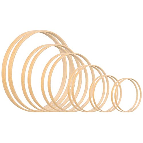 CENPEK 12 Stück 6 Größen Holz Bambus Blumen Hoop Set Kranz Makramee Handwerk Ringe für DIY Hochzeit Kranz Dekor Traumfänger Wandbehang Handwerk (8cm/10cm/13cm/15cm/18cm/20cm) von CENPEK