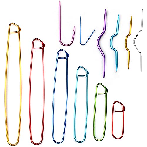 CENPEK 12-teiliges Zopfmuster-Set, 12 Größen, verschiedene Farben, Aluminium-Stichhalter-Set, Häkelnadeln, Stricknadeln für Heimwerker, Stricken, Handwerk von CENPEK