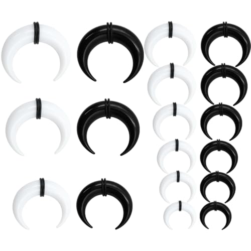 CENPEK 18-teilige Expander-Nasenringe für Piercing, Septum-Buffalo-Taper, C-förmige Pincher-Taper aus Acryl für Damen und Herren, Nase, Ohrknorpel von CENPEK