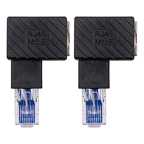 CENPEK 2 STÜCKE 90 Grad RJ45 Stecker auf RJ45 Buchse Adapter Winkelstecker Kompatibel mit Cat5e Cat6 Standards RJ45 Kabel (Rechtwinklig) von CENPEK