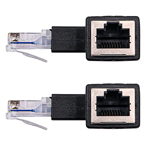 CENPEK 2 STÜCKE 90 Grad RJ45 Stecker auf RJ45 Buchse Adapter Winkelstecker kompatibel mit Cat5e Cat6 Standards RJ45 Kabel (Linker Winkel) von CENPEK