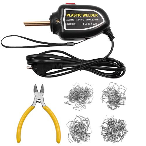 CENPEK 220V 100W Kunststoffschweißset Mini-Kunststoffschweißgerät mit 200 heißen Heftklammern für Auto-Stoßstangen-Kotflügel-Kajak-Reparaturen-Schwarz von CENPEK
