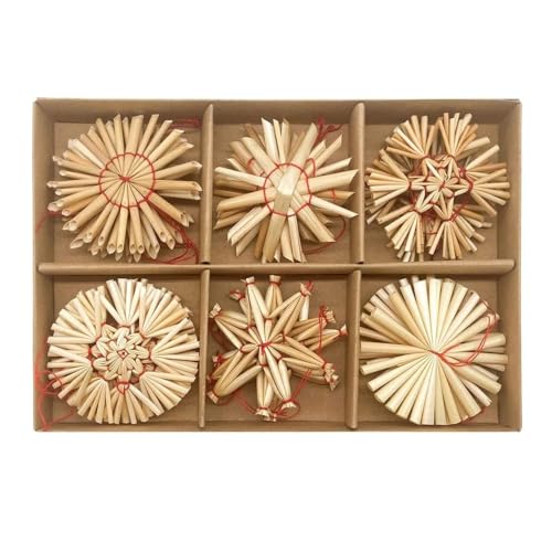 CENPEK 24x Strohsterne Christbaumschmuck - Durchmesser ca. 6cm - Strohstern Christbaumanhänger - Retro Christbaumschmuck CENPEK 24x Strohsterne Christbaumschmuck - Durchmesser ca. 6cm - Strohstern Christbaumanhänger - Retro Christbaumschmuck von CENPEK