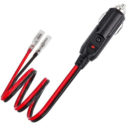 CENPEK 2er Set Ersatz-Zigarettenanzünder-Stecker Zigarettenanzünder 12 V mit LED-Leuchten, 10 A/15 A-Sicherung, 16 AWG-Kabel für Zigarettenanzünder-Buchse von PKW und LKW von CENPEK
