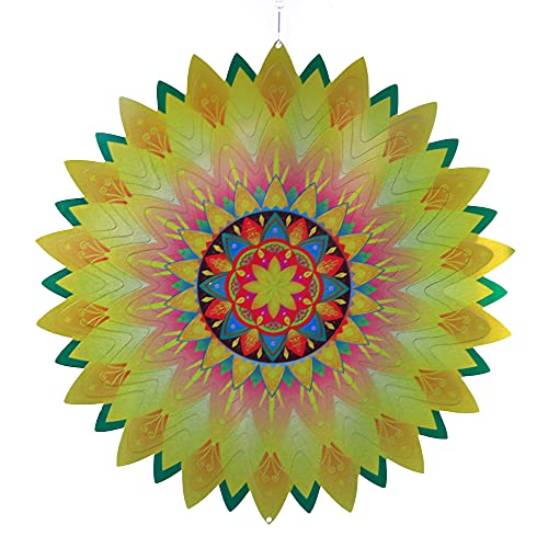 CENPEK 3D-Windspiel, Edelstahl, Farbe Metall, rotierend, brillantes Blumendesign, Dekoration für Zuhause und Garten von CENPEK