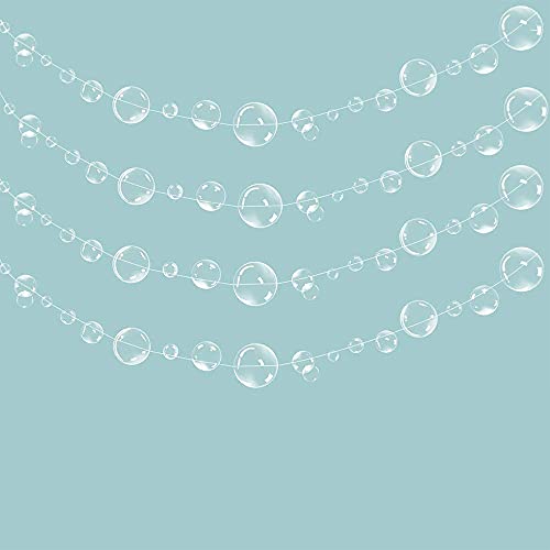 CENPEK 4 Stränge flach unter dem Meer Bubble Girlanden für kleine Meerjungfrau Party Dekorationen transparent schwimmende hängende Blasen Luftschlangen Pool Ocean Thema Party Hochzeit Dekor Weiß von CENPEK
