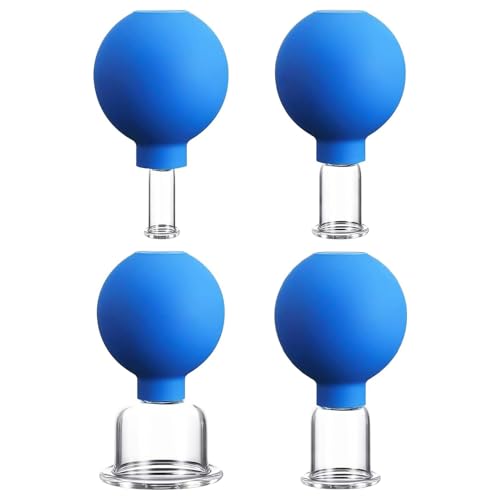CENPEK 4 Stück Silikon-Gesichtsmassagebecher zum Hautlifting, zur Cellulite-Reduzierung, Gesichtsmassagegerät-Schabbecher - Blau CENPEK 4 Stück Silikon-Gesichtsmassagebecher zum Hautlifting, zur Cellulite-Reduzierung, Gesichtsmassagegerät-Schabbecher - Blau von CENPEK