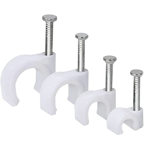 CENPEK 400 Stück Kabel-Wand-Clips aus Stahl, verschiedene Spezifikationen, starke Nägel, langlebig, weiß, rund, inklusive 4 mm, 6 mm, 8 mm, 10 mm Kabel-Management-Drahtklammern CENPEK 400 Stück Kabel-Wand-Clips aus Stahl, verschiedene Spezifikationen, starke Nägel, langlebig, weiß, rund, inklusive 4 mm, 6 mm, 8 mm, 10 mm Kabel-Management-Drahtklammern von CENPEK