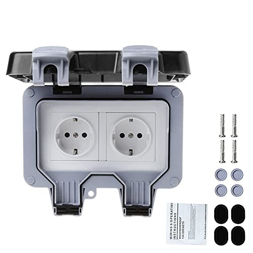 CENPEK Außensteckdose Steckdose IP66 Wasserdicht Steckdose mit Schalter Kontrollleuchte, Wandsteckdose Feuchtraum Aufputz Schutzkontakt Outdoor Steckdose mit Klappdeckel von CENPEK