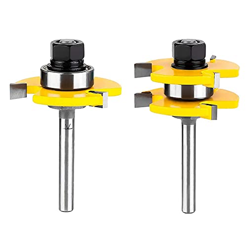 CENPEK Nut und Feder Set mit 2 Stück 1/4 Zoll Schaftfräser Set 3 Zähne Einstellbare T-Form Holzfräsbohrer CENPEK Nut und Feder Set mit 2 Stück 1/4 Zoll Schaftfräser Set 3 Zähne Einstellbare T-Form Holzfräsbohrer von CENPEK