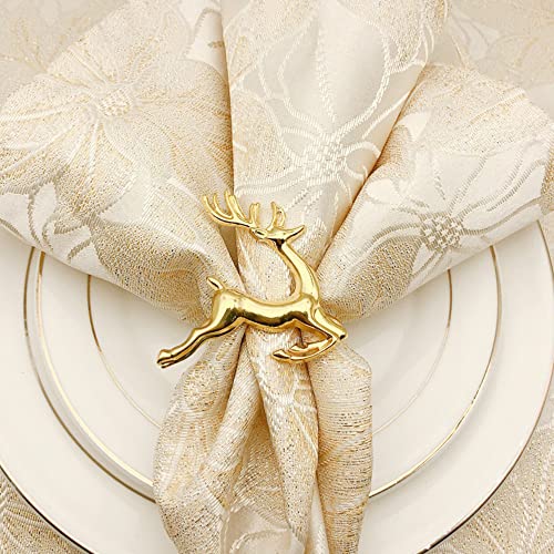 CENPEK Serviettenringe Elch Hirsch Tischdekoration Ornament für Weihnachten Hochzeit Party Alltag (Gold) 6 Stück von CENPEK