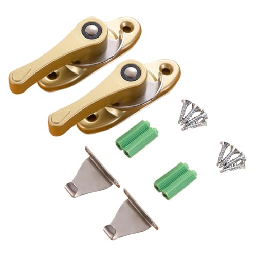 CENPEK Traditionelles Schiebefensterschloss aus poliertem Chrom, Schnappverschluss mit Befestigungsschrauben für Holz-, Aluminium-, UPVC- und Vinylrahmen, 2er-Pack Halbmond-Fensterschloss, golden von CENPEK