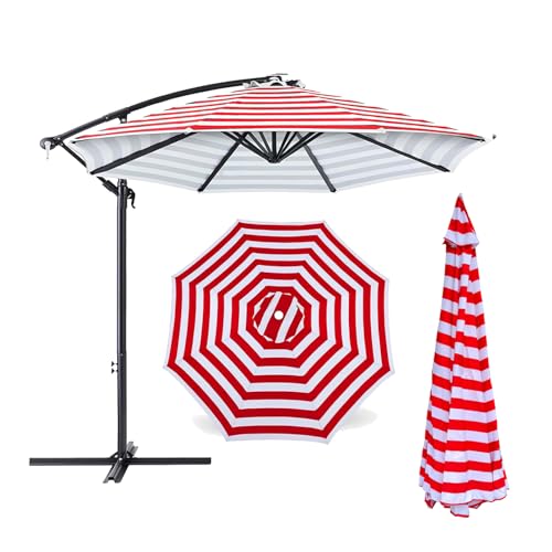 2.3m 2.5m 2.7m 3.0m 3.5m 4.0m Sonnenschirm Ersatzbezug 6 /8Streben Ersatz-Sonnenschirm Überdachung Ersatzabdeckung mit Sonnenschirm Stoff Uv Schutz 80 Windfest Stabil (2.3m,6 Ribs,Red and white) von CENPENYA