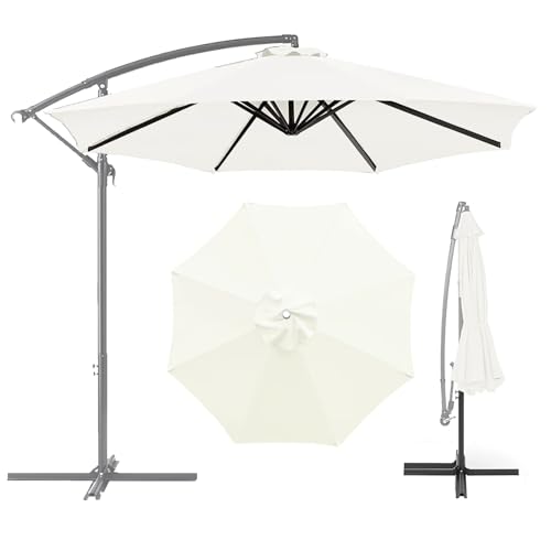 2.3m 2.5m 2.7m 3.0m 3.5m 4.0m Sonnenschirm Ersatzbezug 6 /8Streben Ersatz-Sonnenschirm Überdachung Ersatzabdeckung mit Sonnenschirm Stoff Uv Schutz 80 Windfest Stabil (2.3m,6 Ribs,White) von CENPENYA