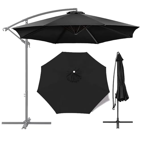 2.3m 2.5m 2.7m 3.0m 3.5m 4.0m Sonnenschirm Ersatzbezug 6 /8Streben Ersatz-Sonnenschirm Überdachung Ersatzabdeckung mit Sonnenschirm Stoff Uv Schutz 80 Windfest Stabil (2.3m,8 Ribs,Black) von CENPENYA