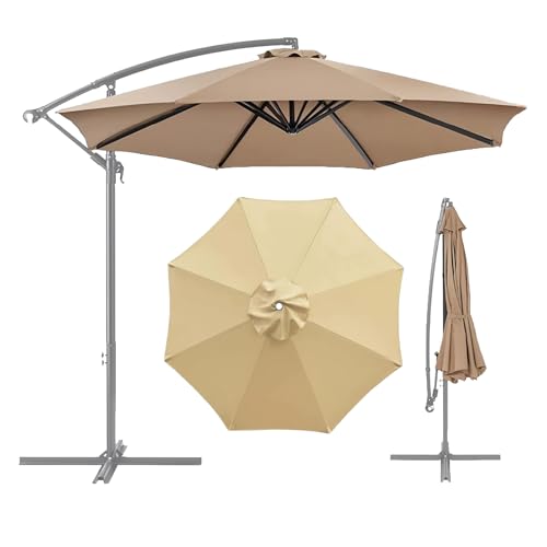 2.3m 2.5m 2.7m 3.0m 3.5m 4.0m Sonnenschirm Ersatzbezug 6 /8Streben Ersatz-Sonnenschirm Überdachung Ersatzabdeckung mit Sonnenschirm Stoff Uv Schutz 80 Windfest Stabil (3.0m,6 Ribs,Beige) von CENPENYA
