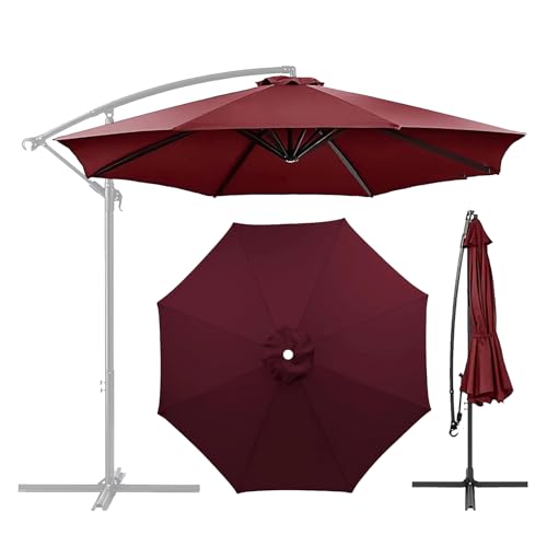 2.3m 2.5m 2.7m 3.0m 3.5m 4.0m Sonnenschirm Ersatzbezug 6 /8Streben Ersatz-Sonnenschirm Überdachung Ersatzabdeckung mit Sonnenschirm Stoff Uv Schutz 80 Windfest Stabil (3.0m,6 Ribs,Wine red) von CENPENYA